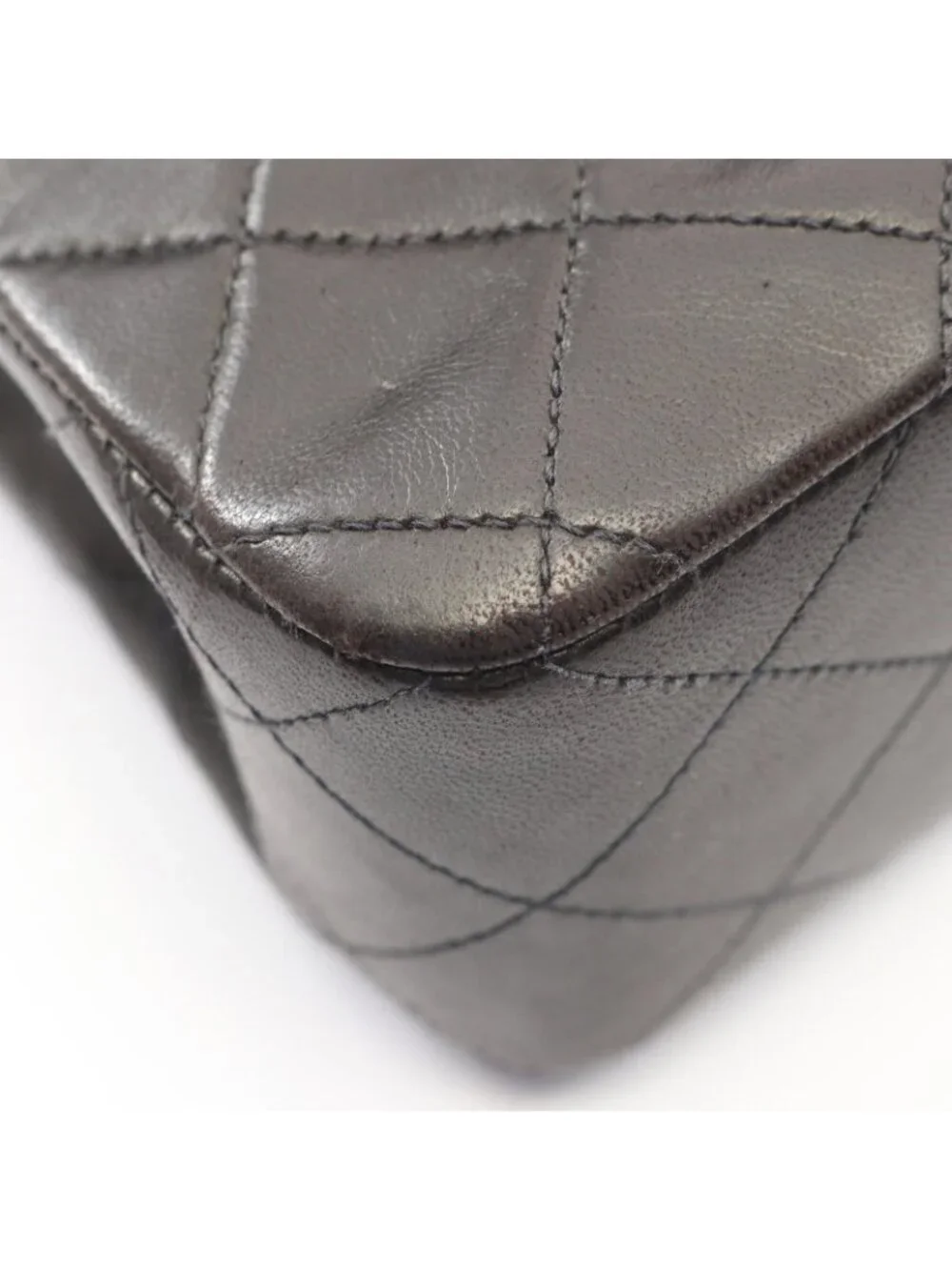 Chanel Shoulder Bag Quilted Double Flap Black Lambskin Chain